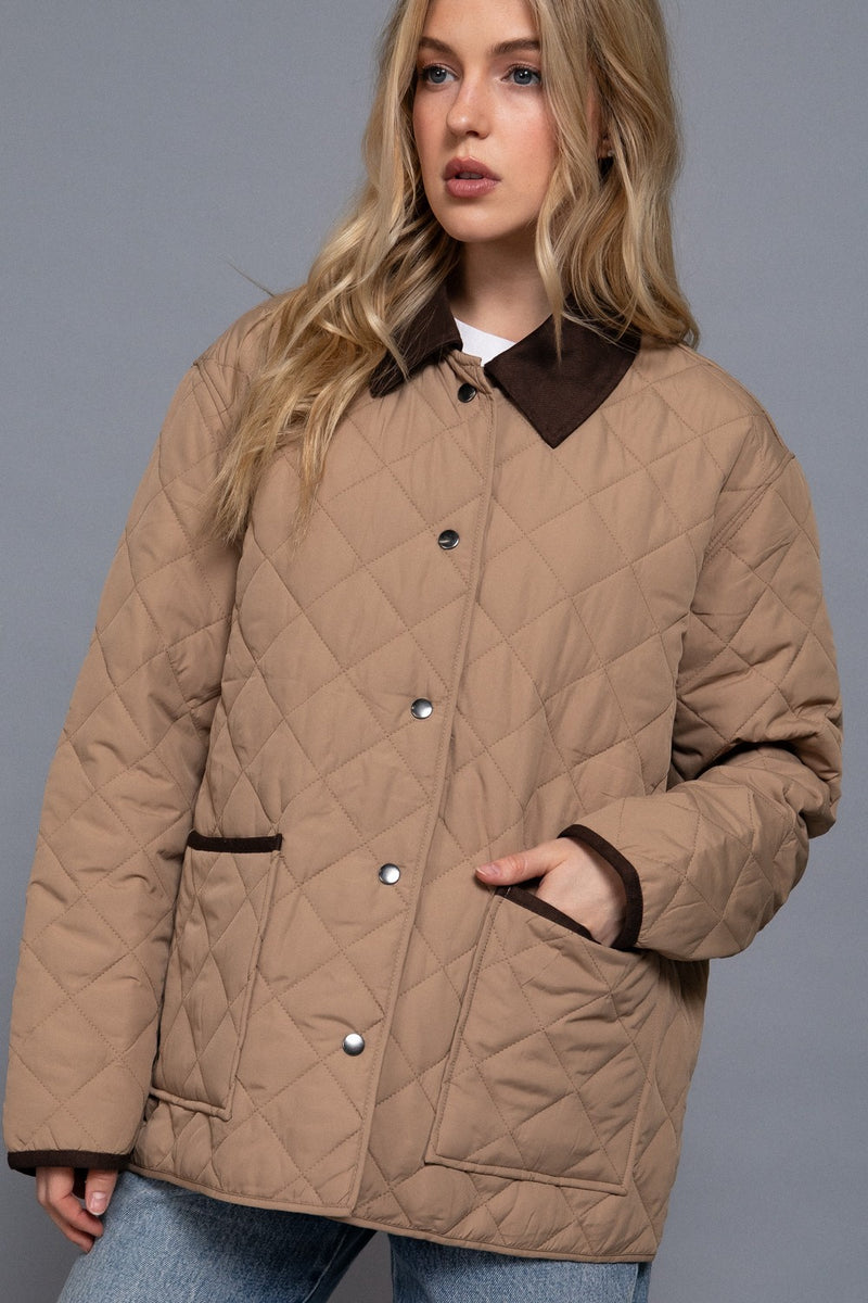 Cleo Quilted Puffer Work Jacket, Khaki