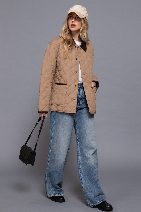 Cleo Quilted Puffer Work Jacket, Khaki