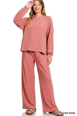 Zoey Slub Knit Top, Winter Rose