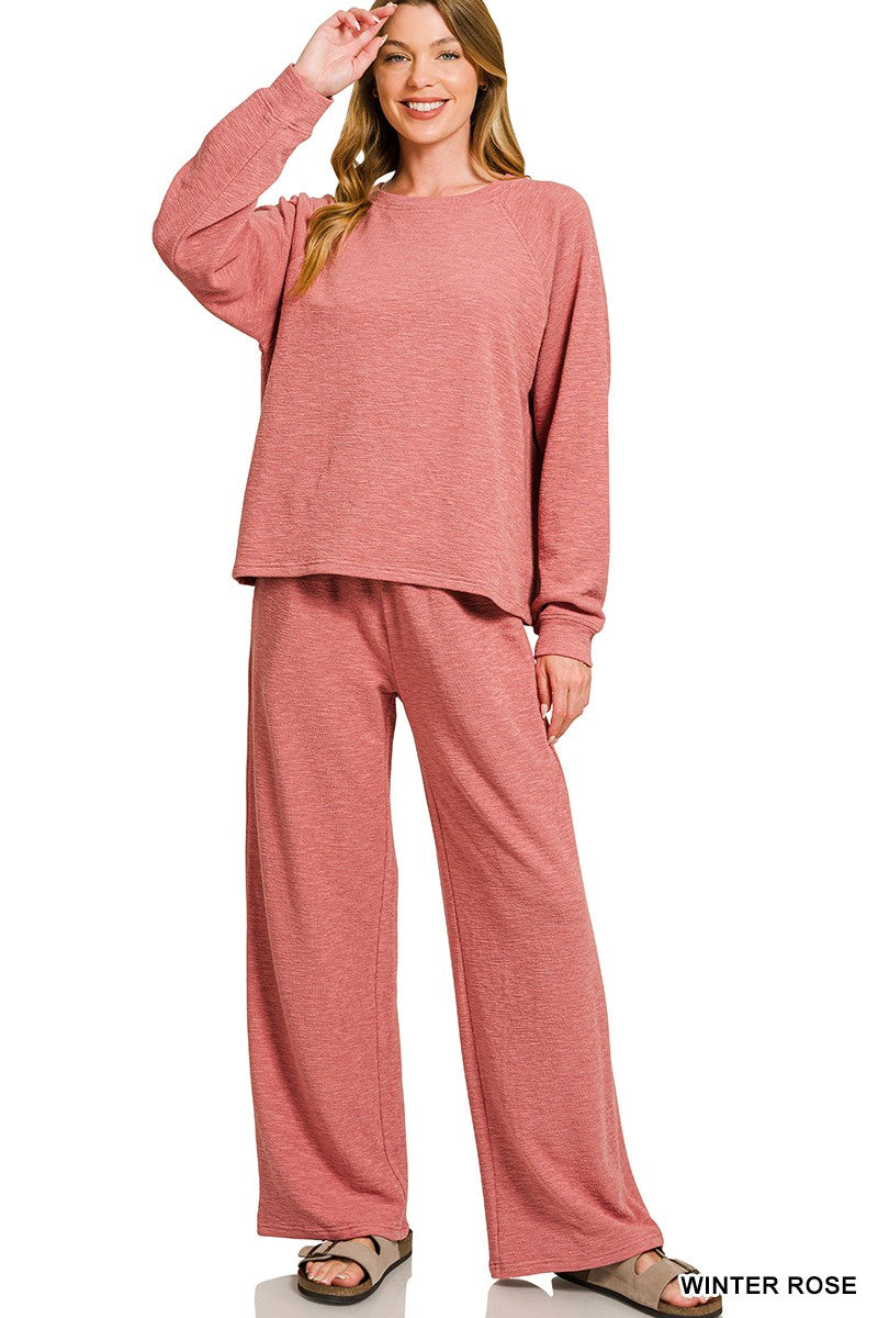 Zoey Slub Knit Top, Winter Rose