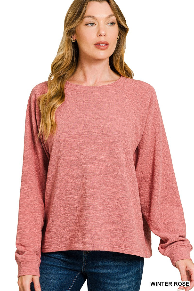 Zoey Slub Knit Top, Winter Rose