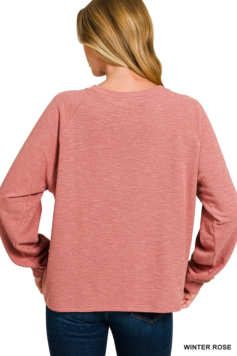 Zoey Slub Knit Top, Winter Rose