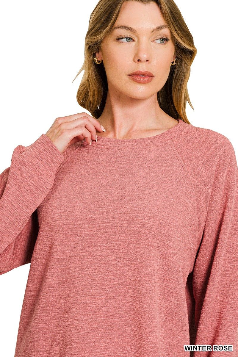 Zoey Slub Knit Top, Winter Rose