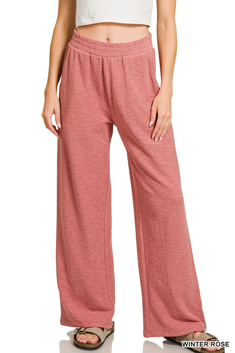 Sophie Slub Knit Pants, Winter Rose