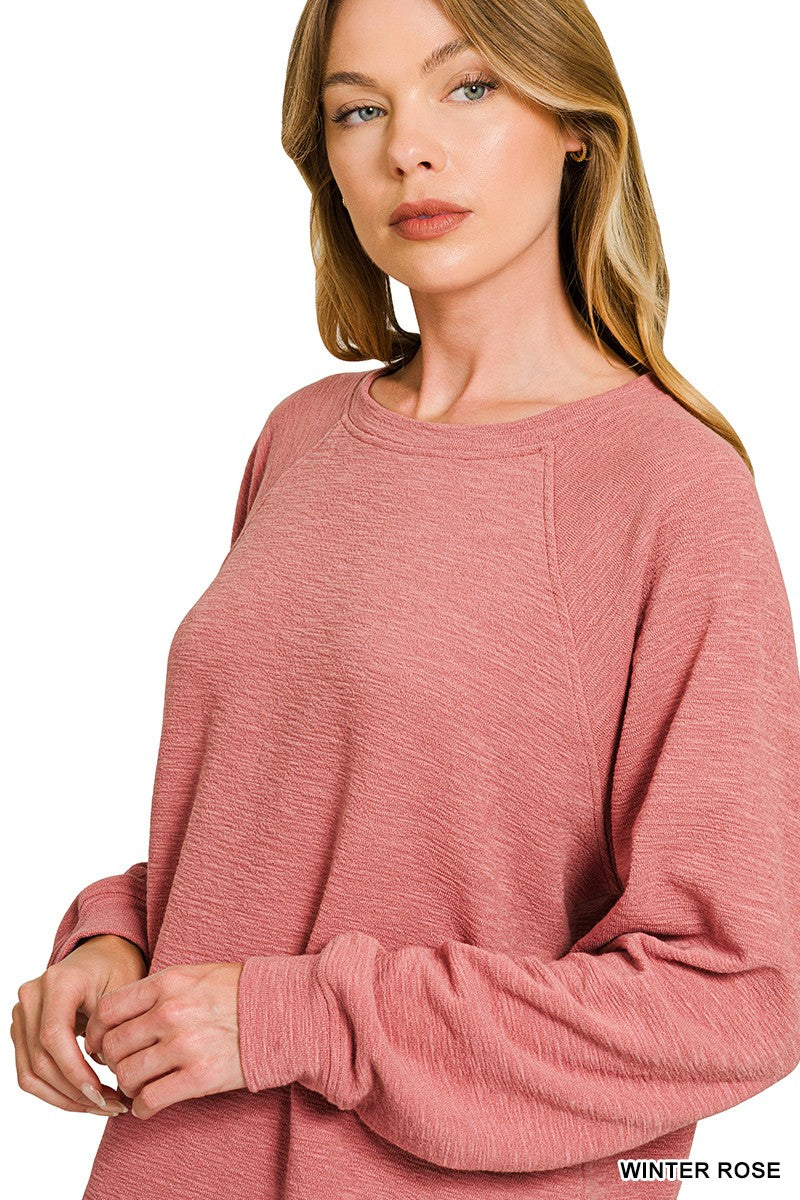 Zoey Slub Knit Top, Winter Rose