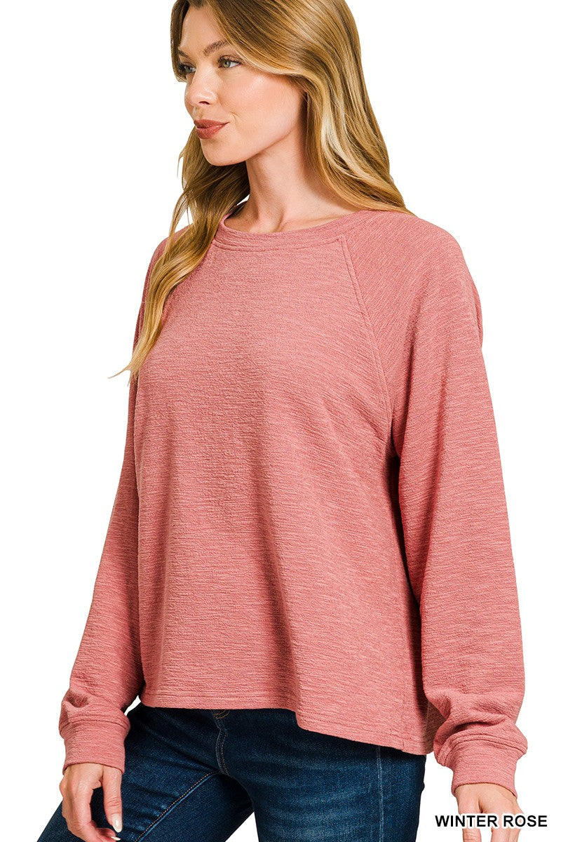 Zoey Slub Knit Top, Winter Rose