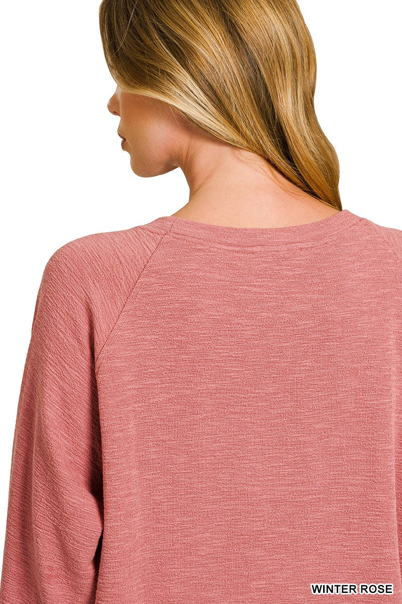 Zoey Slub Knit Top, Winter Rose