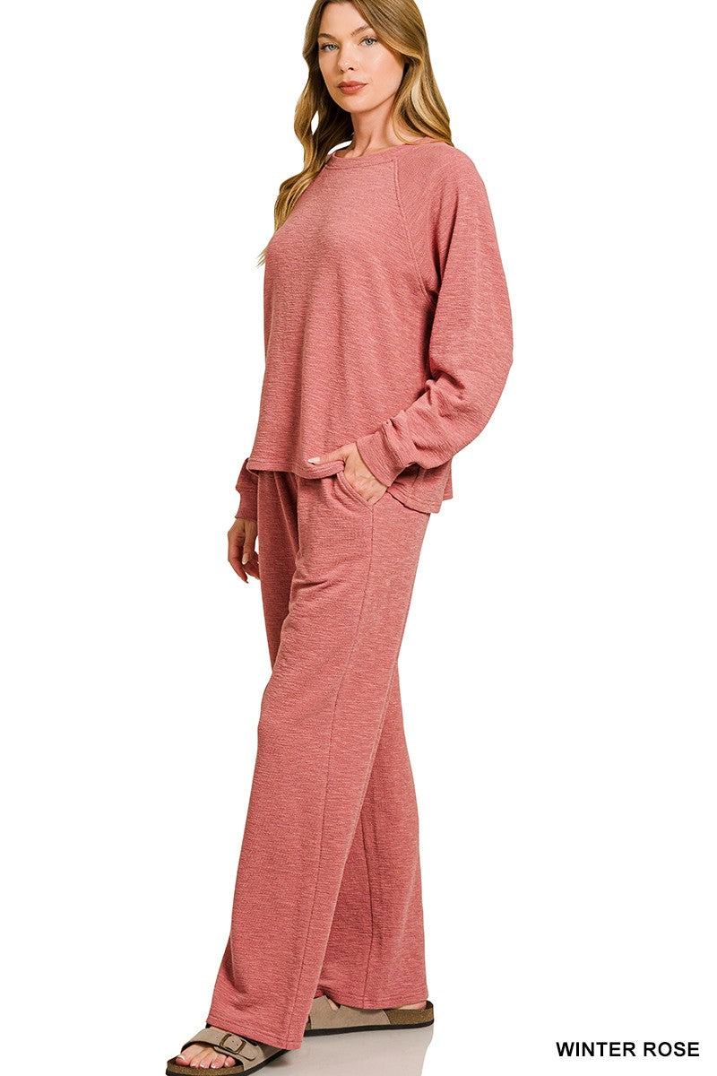 Zoey Slub Knit Top, Winter Rose