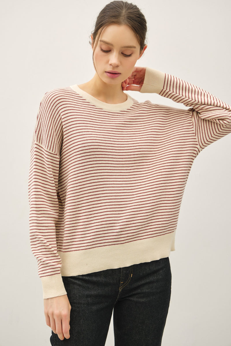 Ophelia Lightweight Striped Sweater, Sienna