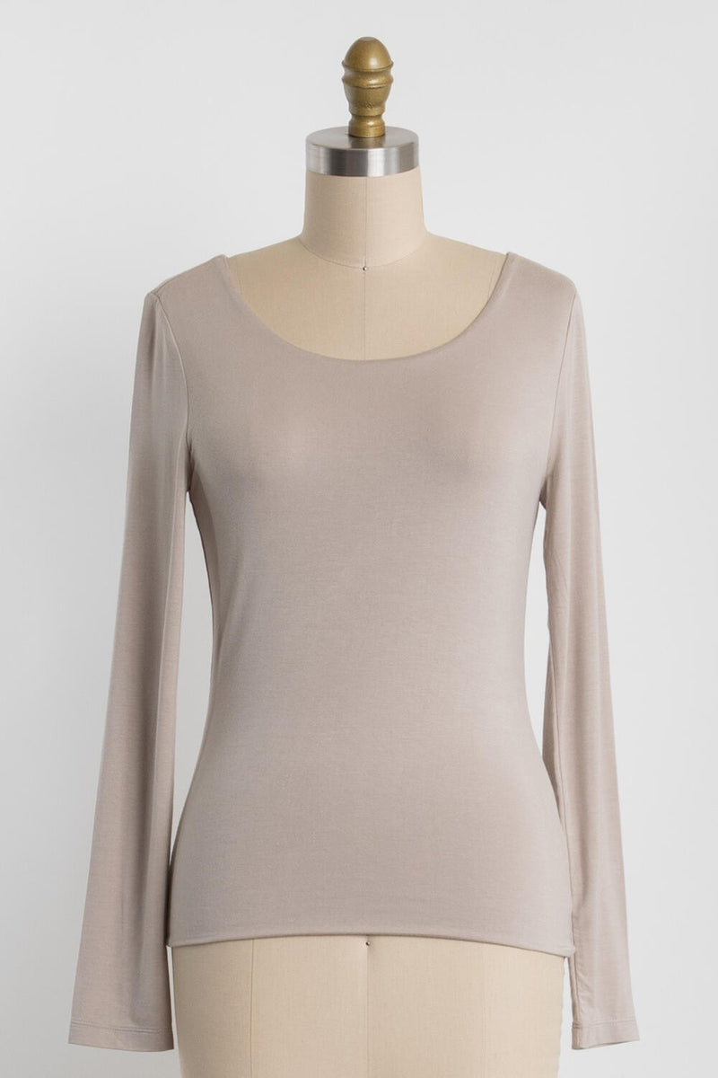 Della Layered Round Neck Top, Fog