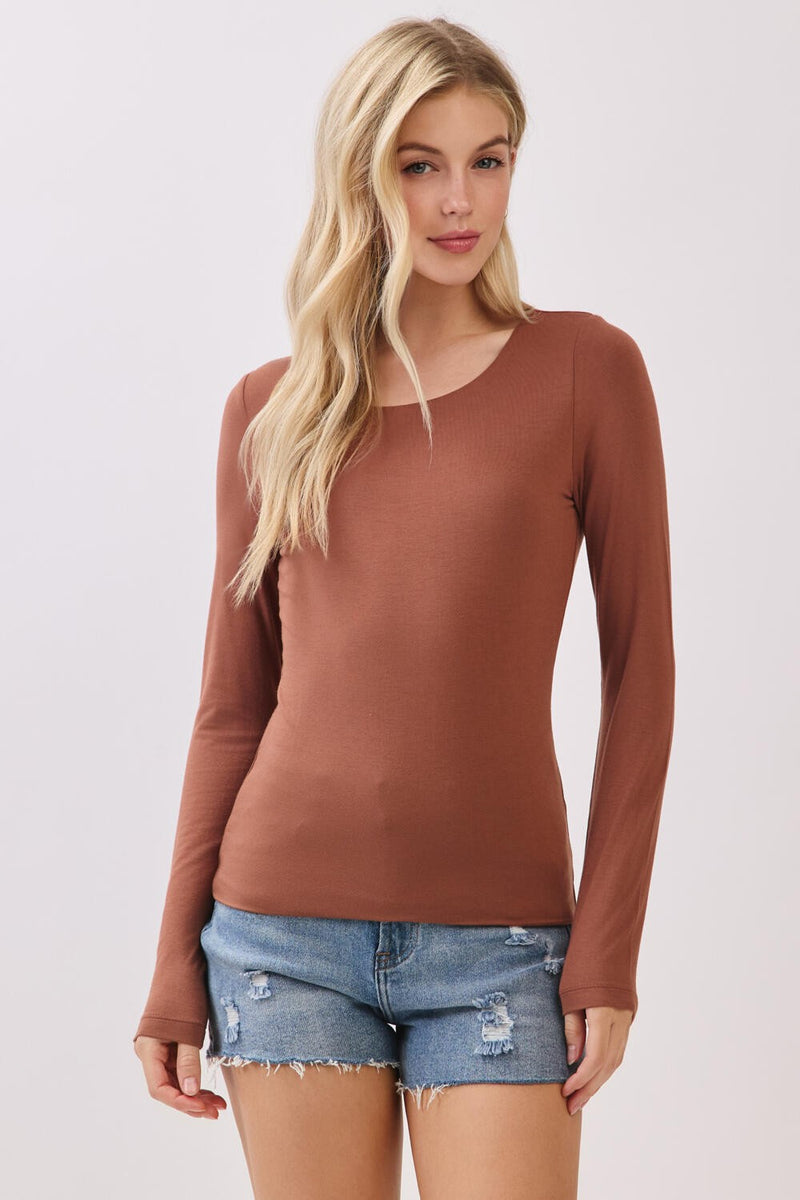 Della Layered Round Neck Top, Nutshell