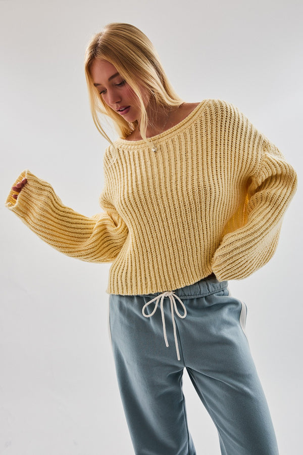 Waverly Cropped Sweater in Light Yellow