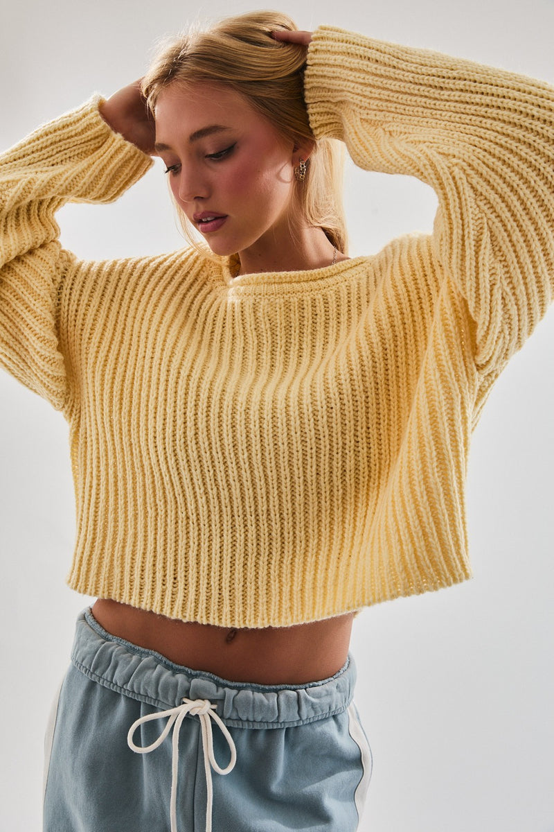 Waverly Cropped Sweater in Light Yellow