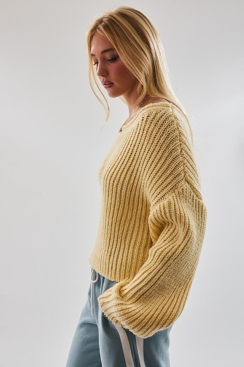 Waverly Cropped Sweater in Light Yellow