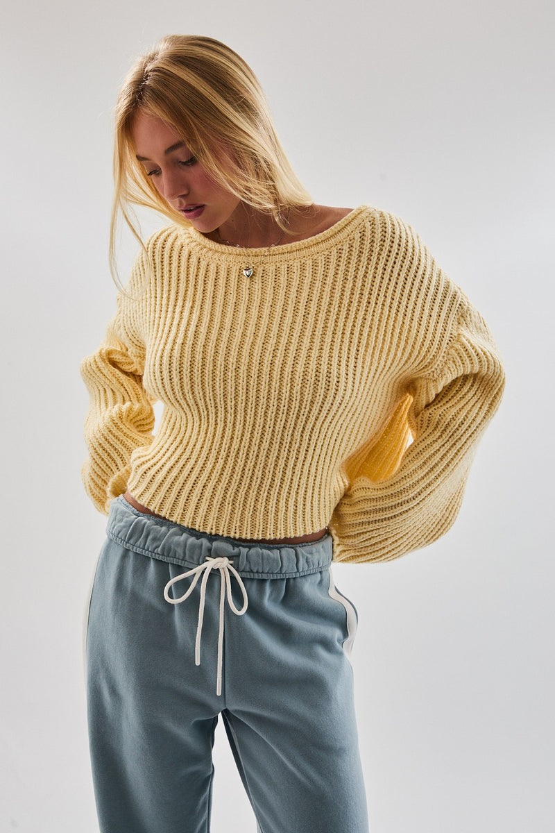 Waverly Cropped Sweater in Light Yellow