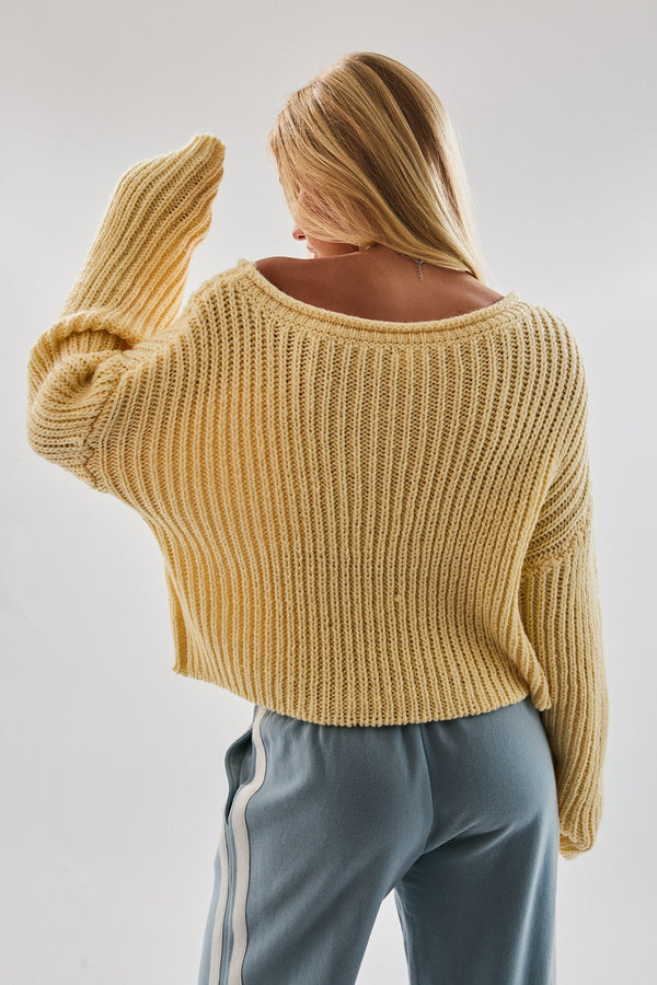 Waverly Cropped Sweater in Light Yellow