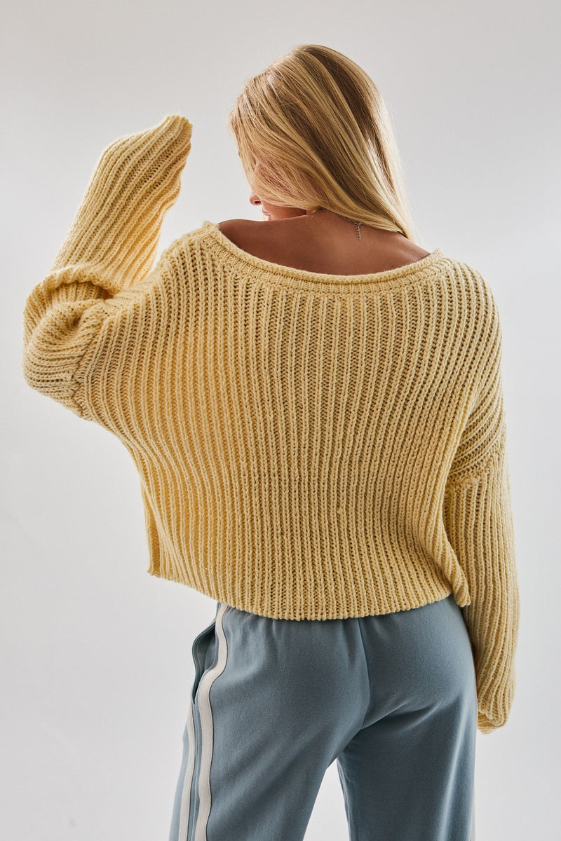 Waverly Cropped Sweater in Light Yellow