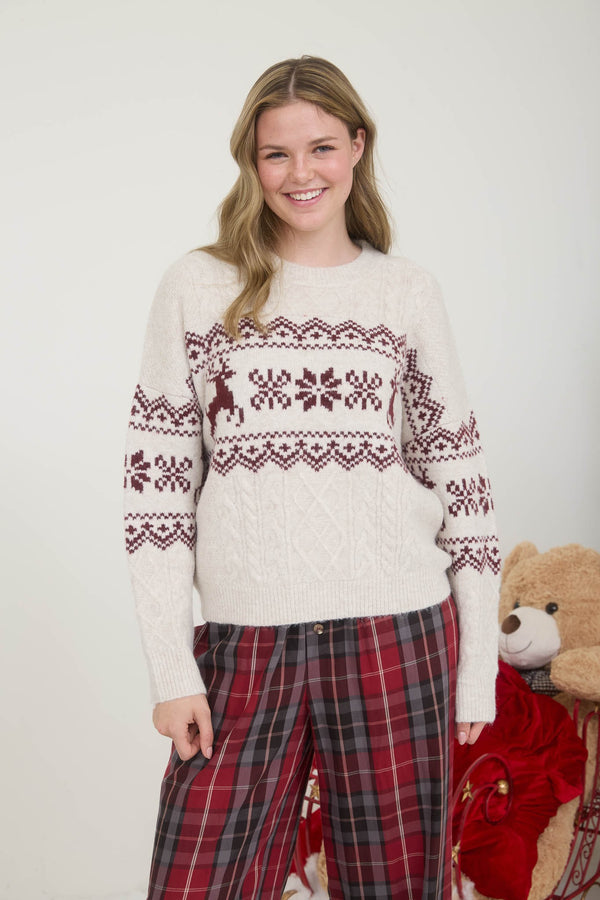 Granger Cable Knit Sweater, Ivory