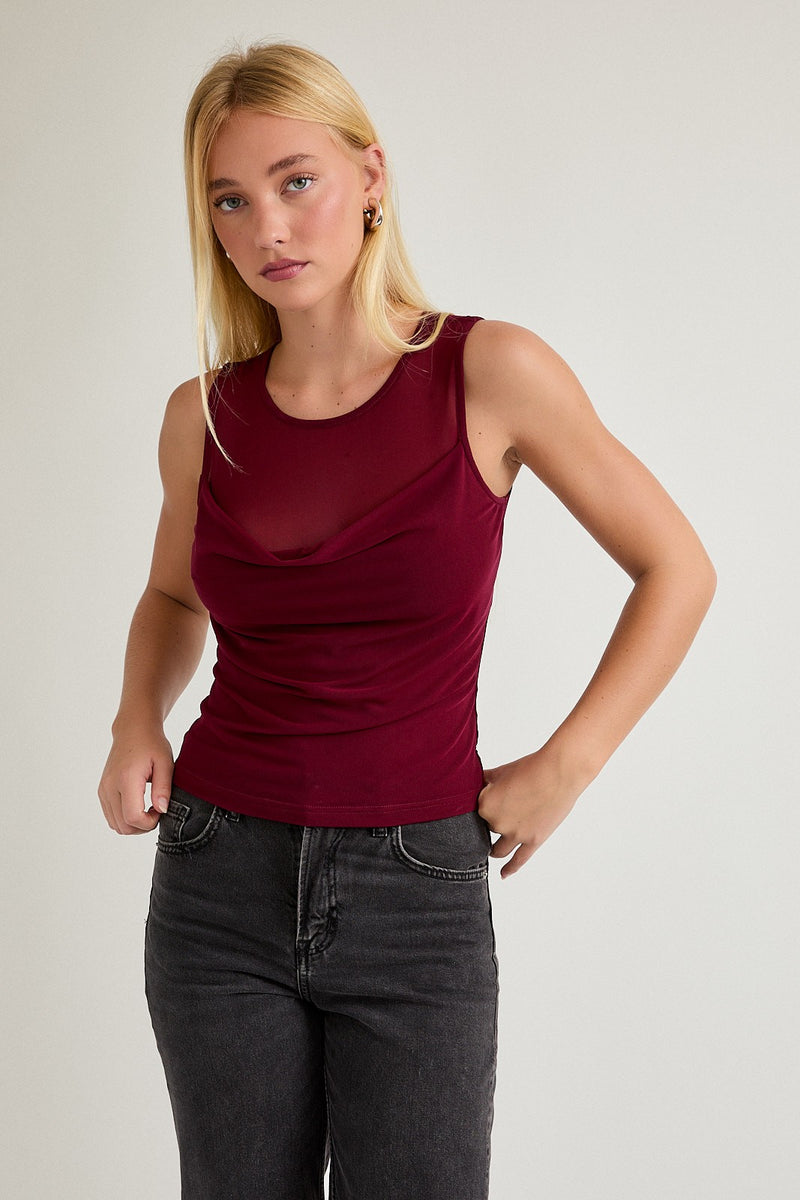 Lea Sleeveless Top, Burgundy