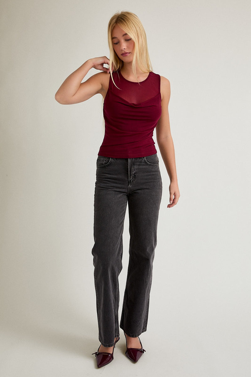 Lea Sleeveless Top, Burgundy