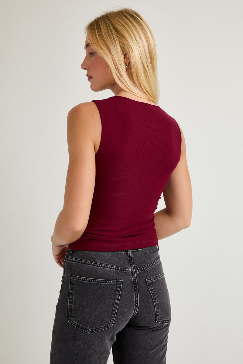 Lea Sleeveless Top, Burgundy