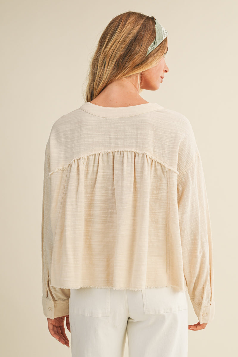 Cove Raw Edge Blouse, Oatmeal