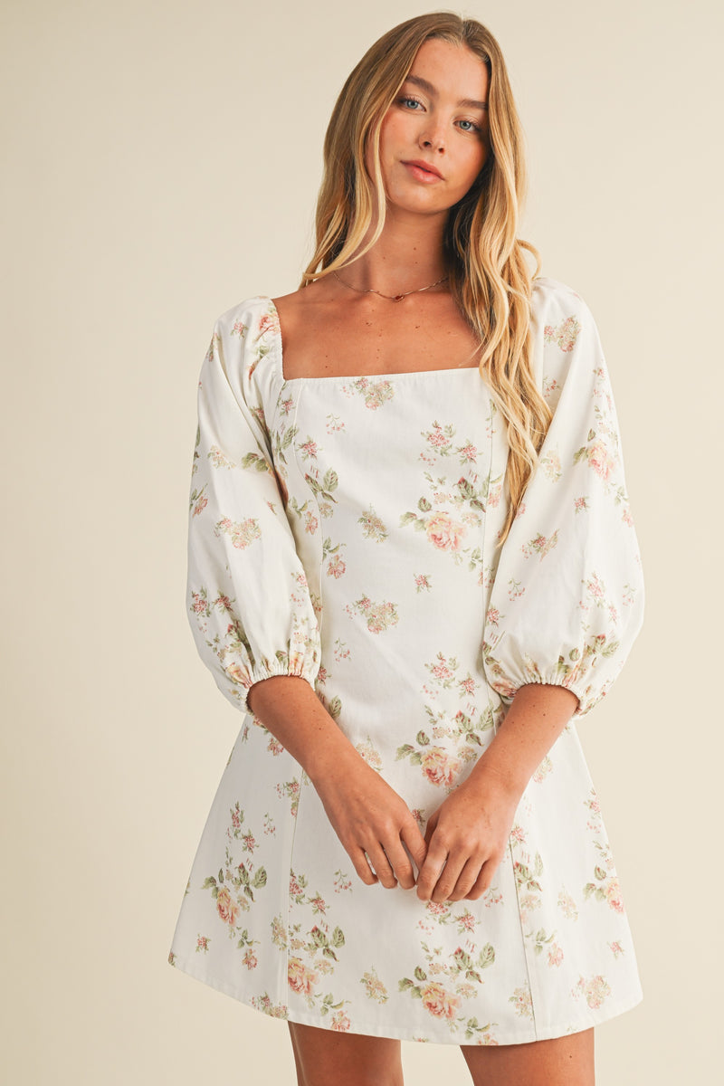 Evelynn Floral Dress, White