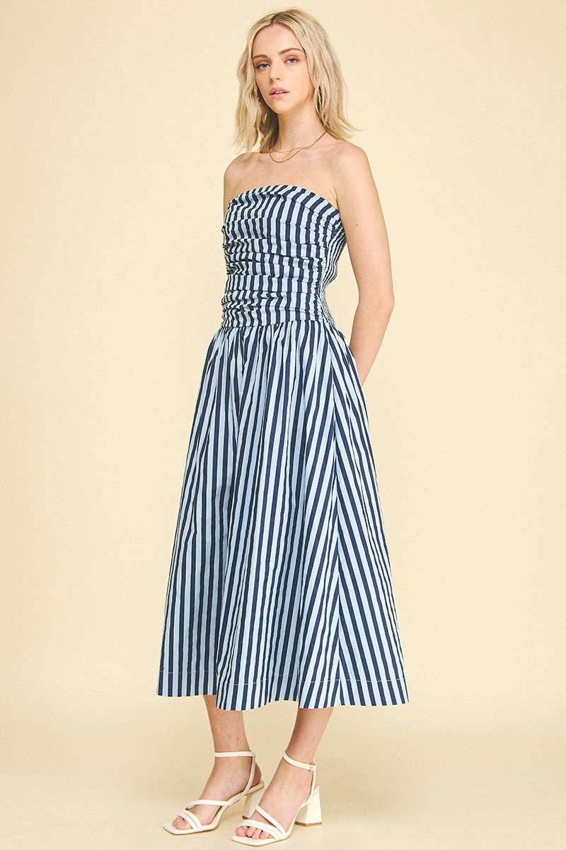 navy and blue striped dress Cabana Life - Stripe Cabana Shift Dress - Navy