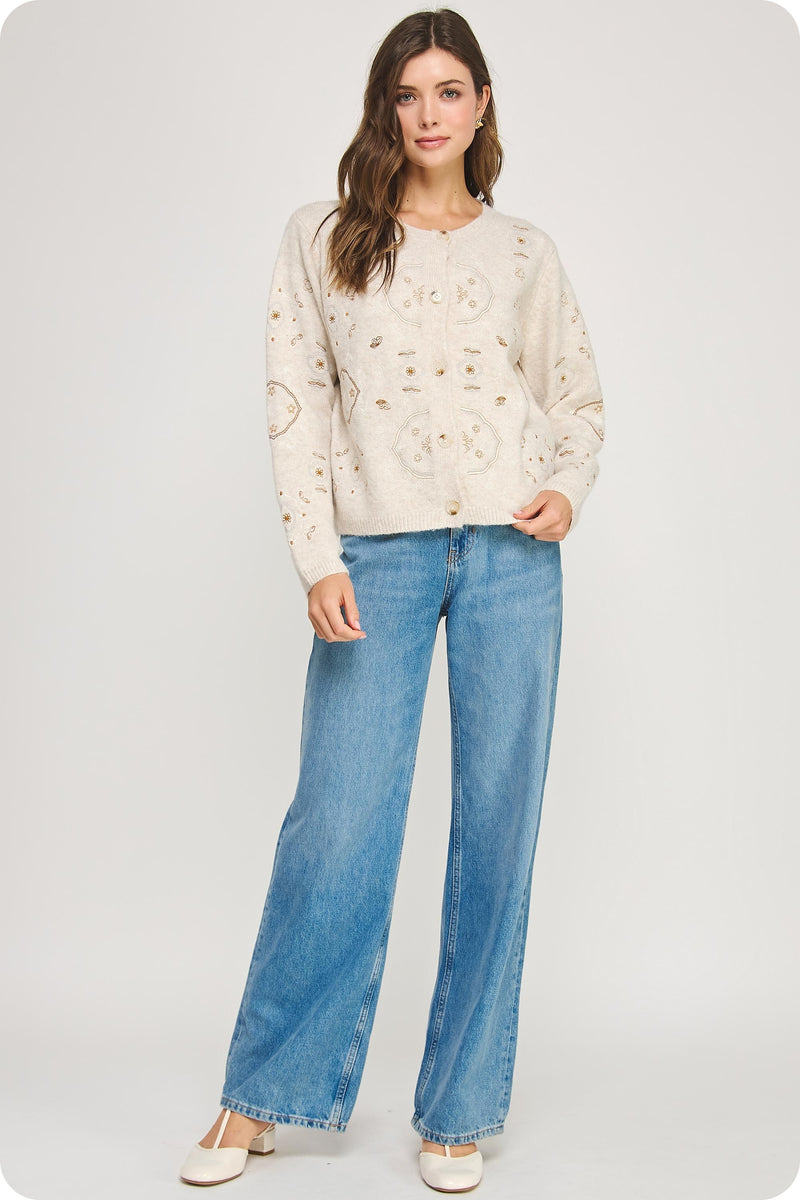 Amber Soft Knit Cardigan, Oatmeal