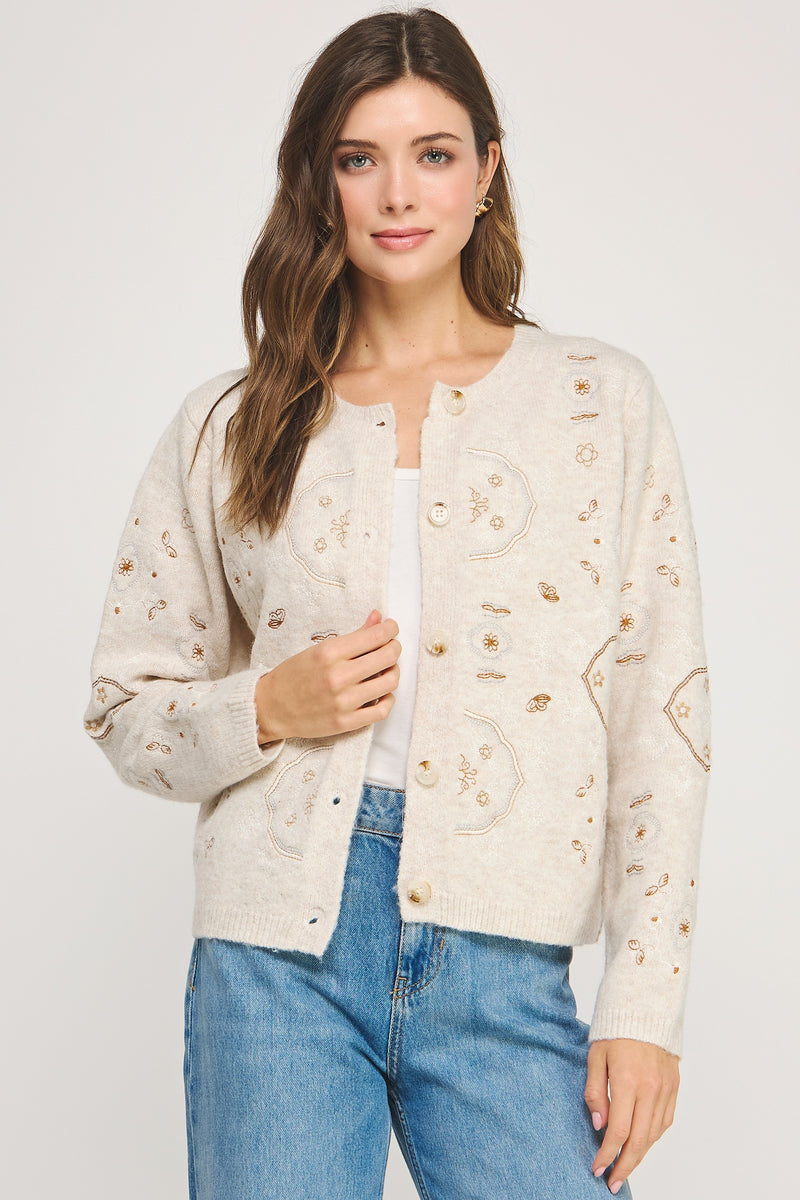 Amber Soft Knit Cardigan, Oatmeal