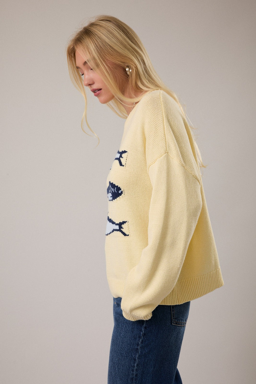 Travel Sardines Sweater Top, Yellow – North & Main Clothing Company