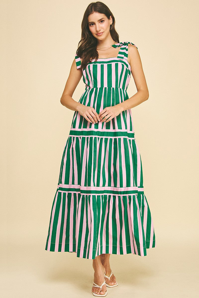 Tiered Maxi Dress, Green/Pink | Pinch M / Green/Pink Tiered Maxi Dress, Green/Pink | Pinch M / Green/Pink