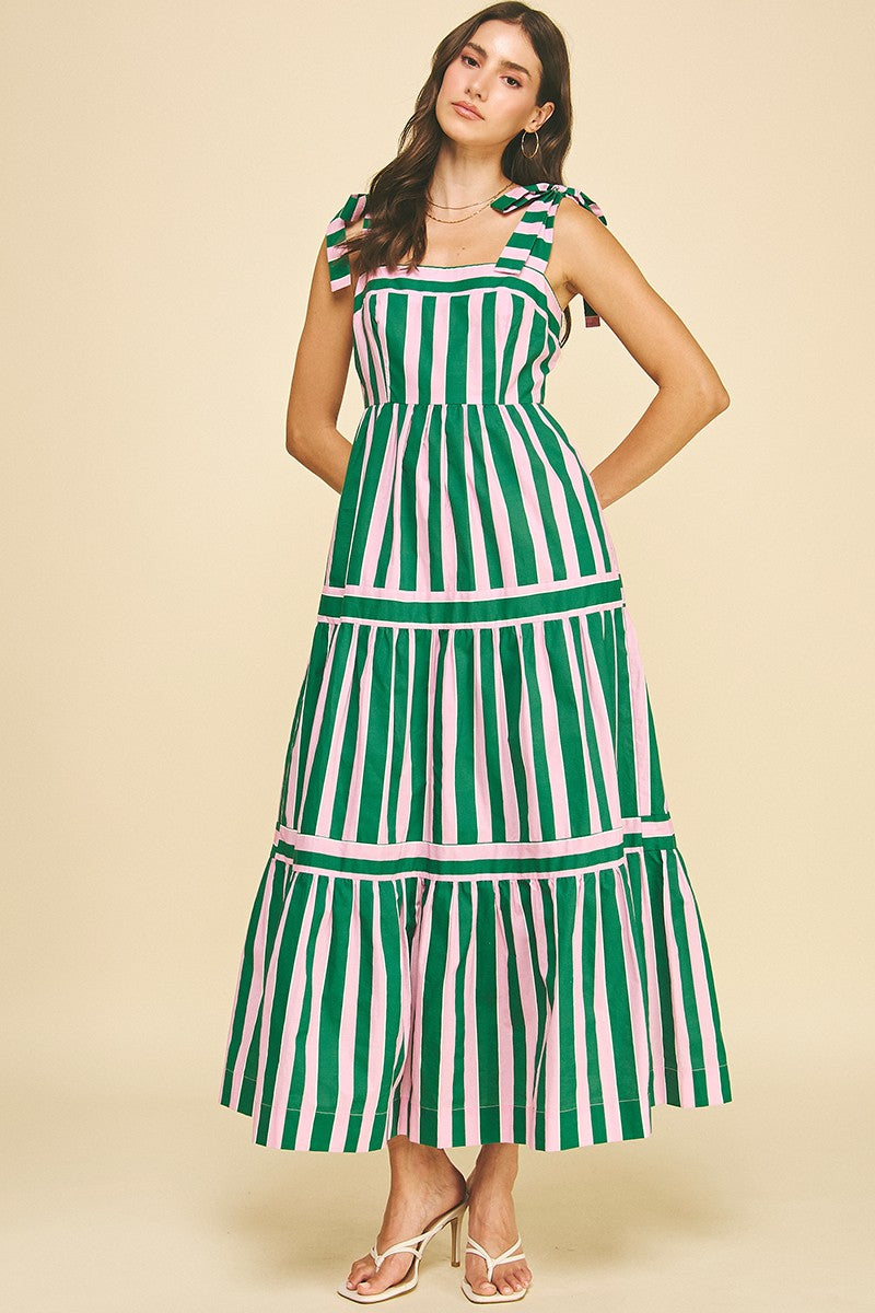 Tiered Maxi Dress, Green/Pink | Pinch M / Green/Pink Tiered Maxi Dress, Green/Pink | Pinch M / Green/Pink