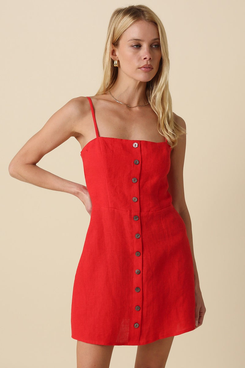 mini red linen dress Zoey Dress, – North & Main Clothing Company Straight Across Neckline Nafori Blue A Line/Princesses neck and back Calf/Height:D