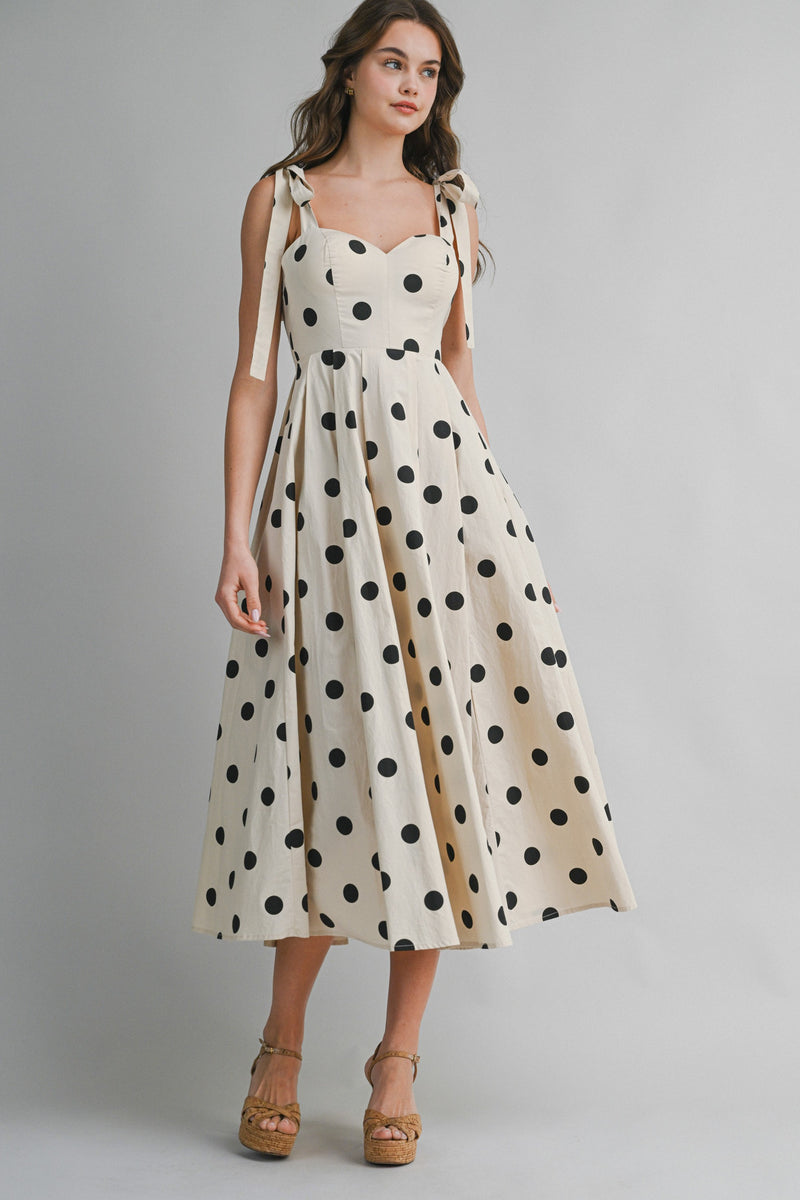 beige polka dot midi dress Magnolia Polka Dot Midi Dress, Cream – North & Main Clothing Company