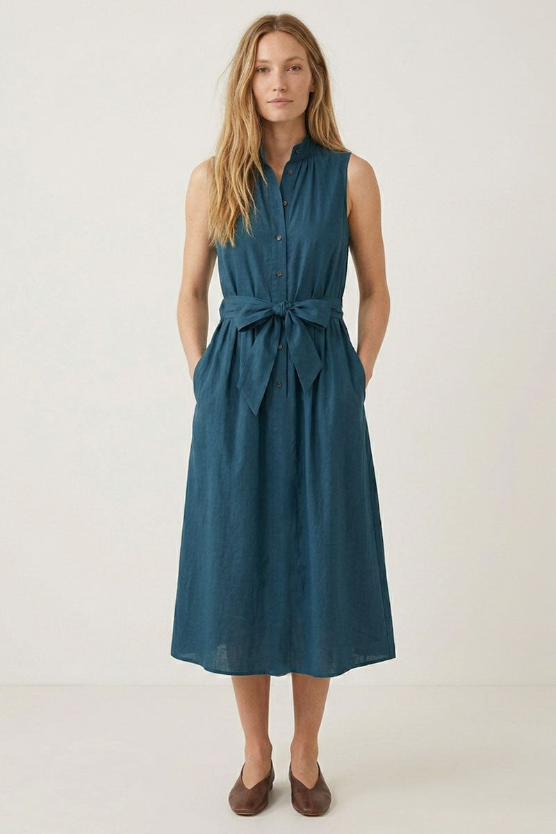 belted maxi shirt dress Daisy Belted Maxi Shirt Dress, Teal S / Teal