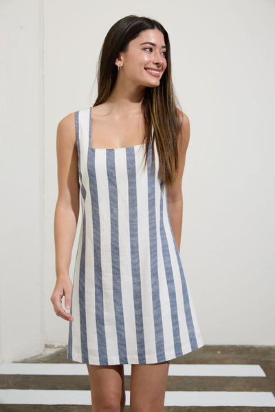 Cameron Linen Mini Dress, Navy – North & Main Clothing Company