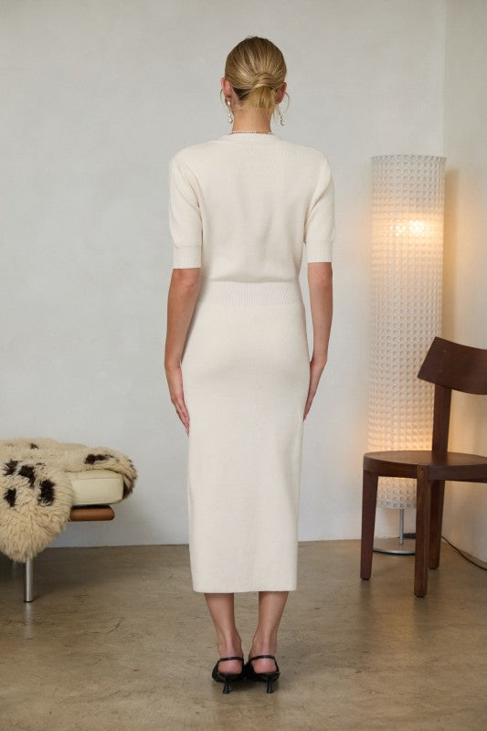 Libbie Ribbed Midi Dress, Ivory – North & Main Clothing Company