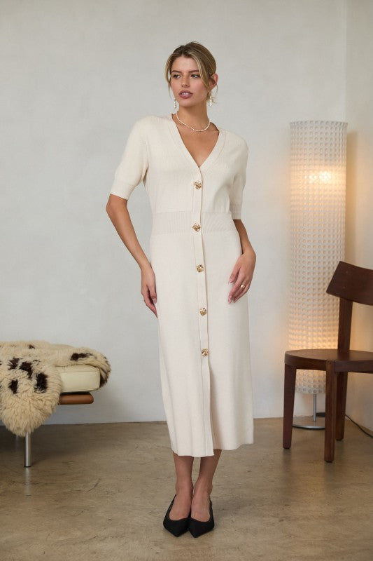Libbie Ribbed Midi Dress, Ivory – North & Main Clothing Company