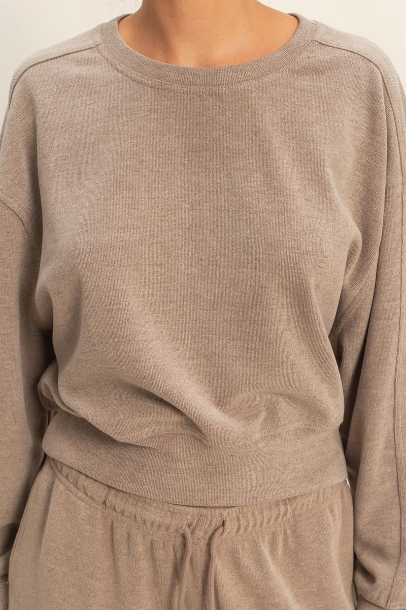 Kinsley Soft Ribbed Sweatshirt, Dusty Mocha