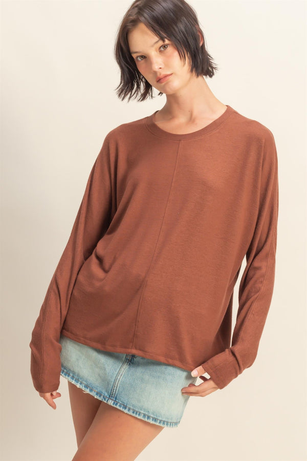 Eliana Seam Front Top, Chestnut