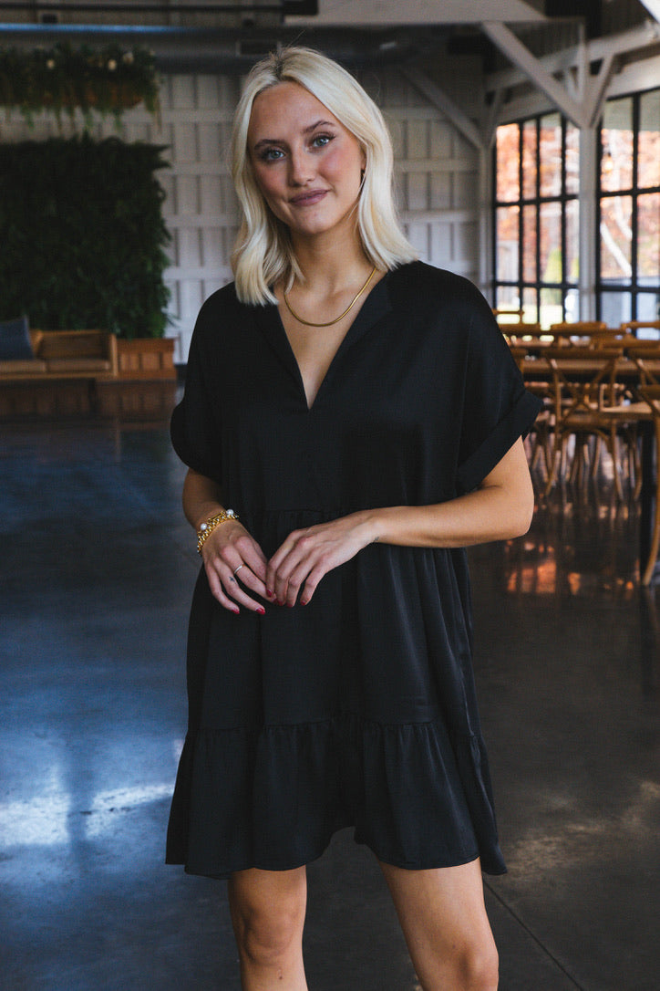 Serrano Tiered Dress, Black