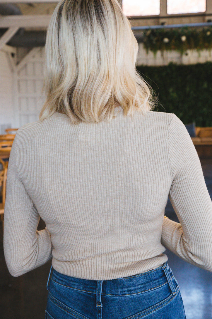 Rylee Ribbed Sweater, Oatmeal