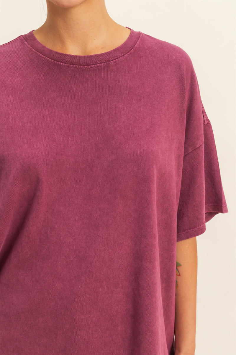 Tenley Oversized Crewneck Tee, Dark Cherry