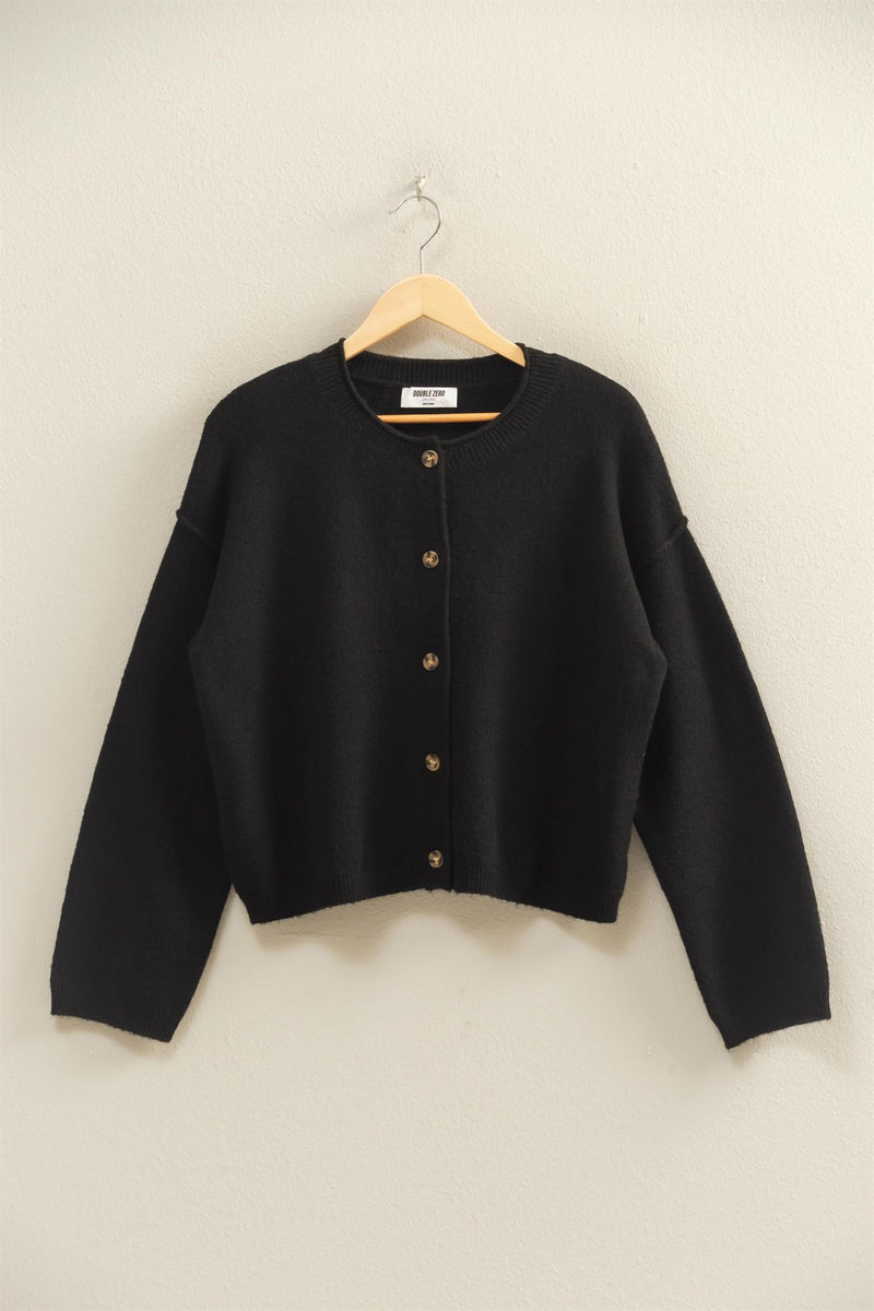 Melina Roll Neck Cardigan, Black