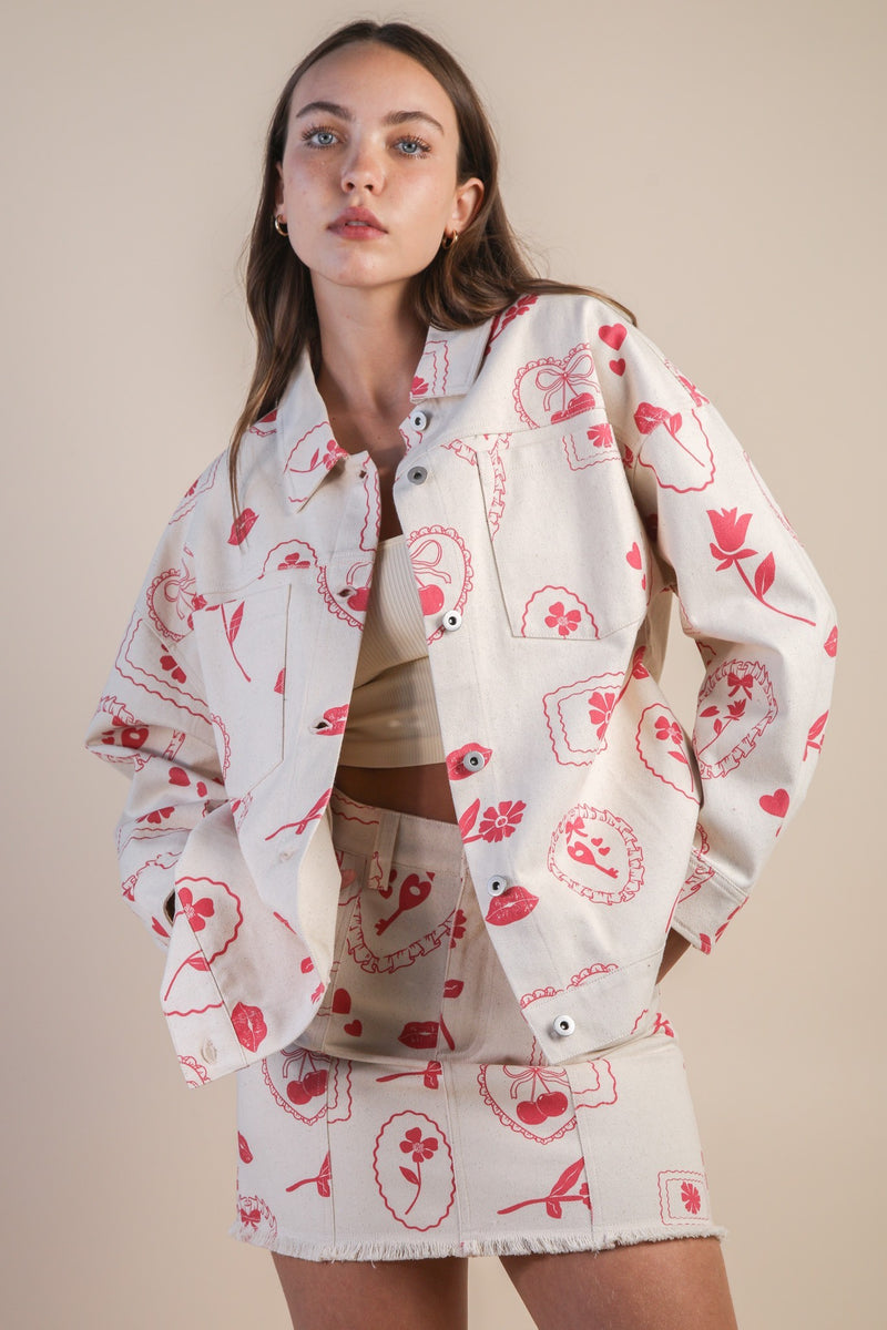 Kori James Printed Jacket, Oatmeal