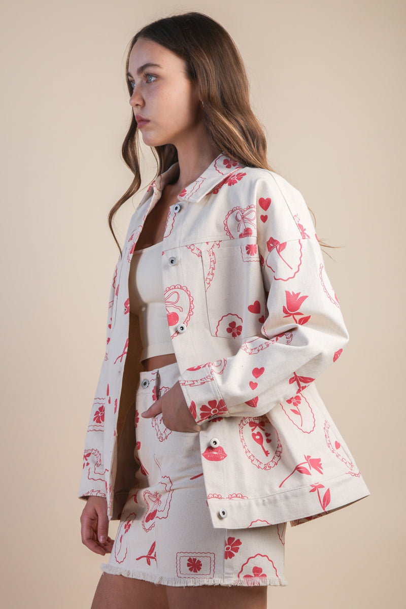 Kori James Printed Jacket, Oatmeal