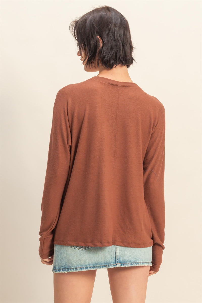 Eliana Seam Front Top, Chestnut