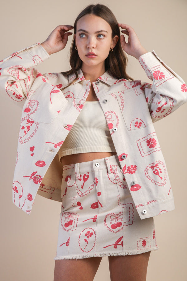 Kori James Printed Jacket, Oatmeal