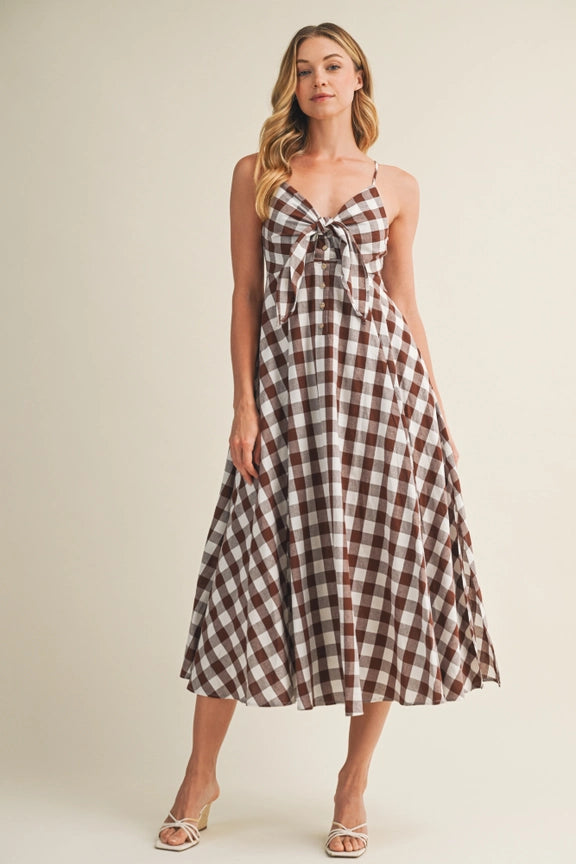 Everly Gingham Dress, Choco Brown – North & Main Clothing Company